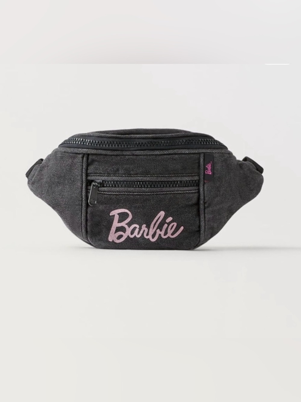 Zara - Barbie Black Denim Belt Bag with Pink Logo. Kids size